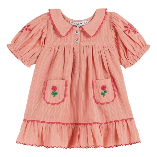 Embroidered dress | Peach