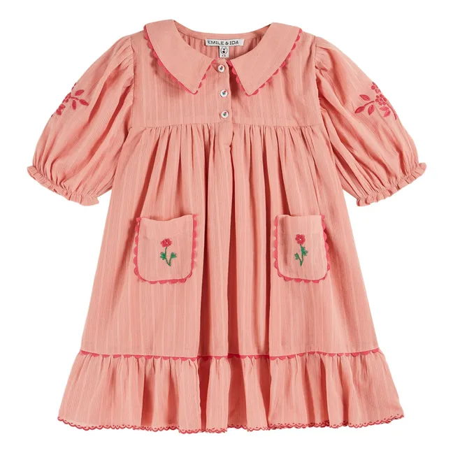 Embroidered dress | Peach