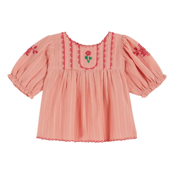 Blouse Brodée Main | Rose pêche- Image produit n°0