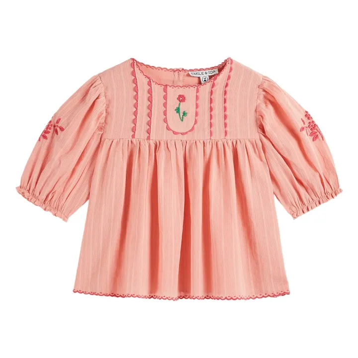 Blouse Brodée Main | Rose pêche- Image produit n°2