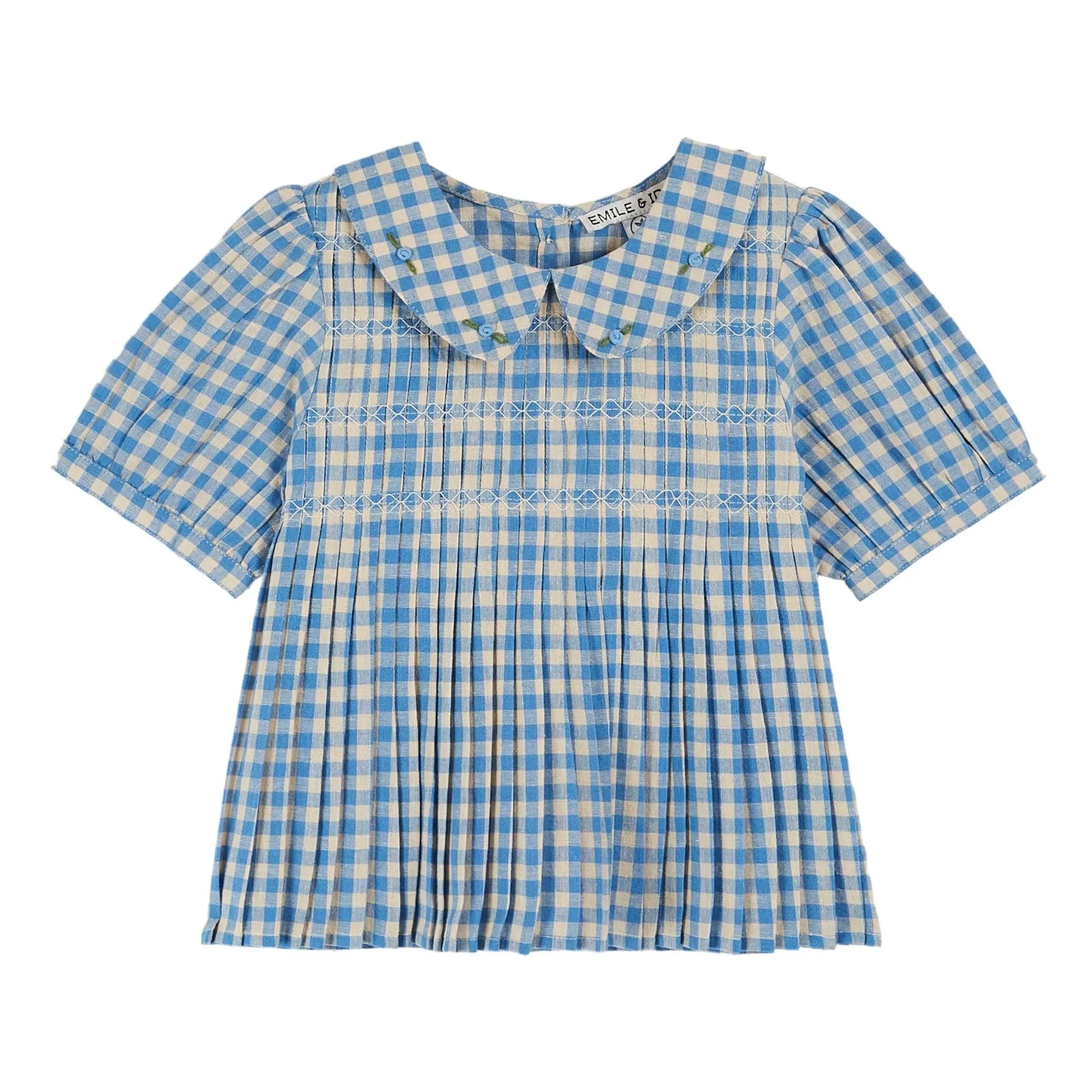 Emile Et Ida Blue Blouse Swockée Vichy Lagon