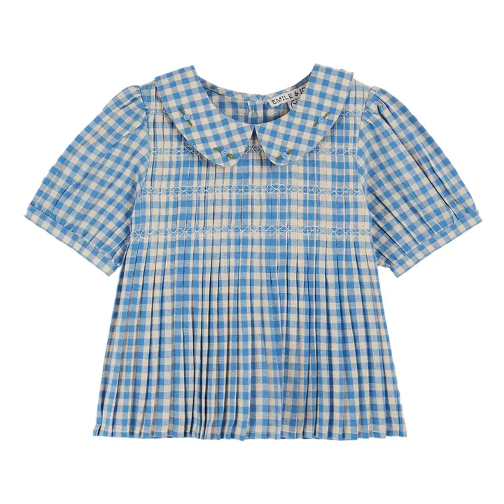 Blouse Swockée Vichy Lagon | Bleu- Image produit n°0