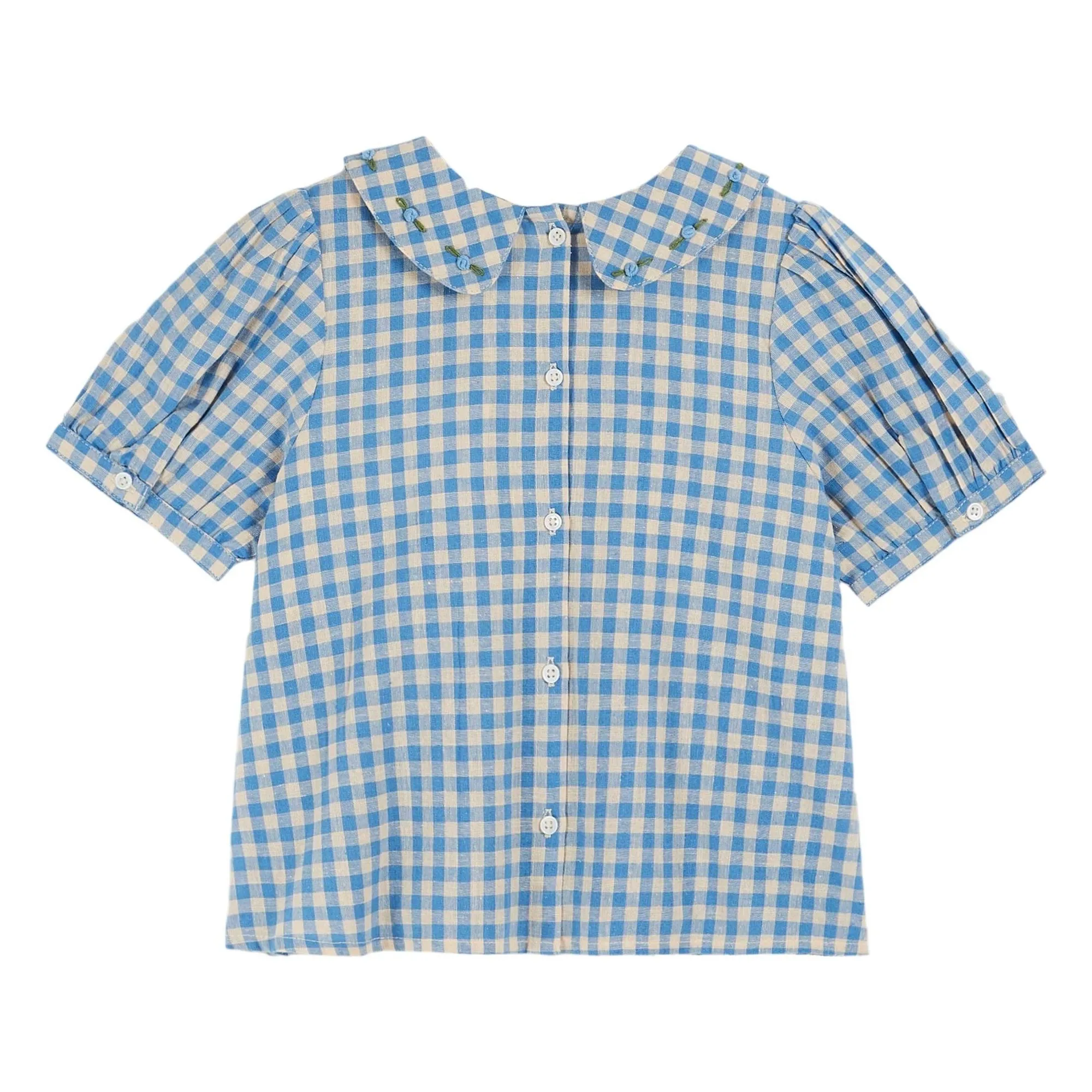 Blouse Swockée Vichy Lagon | Bleu- Image produit n°1