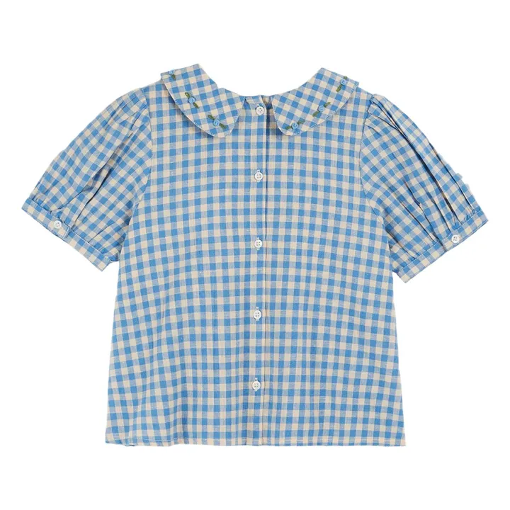 Blouse Swockée Vichy Lagon | Bleu- Image produit n°1