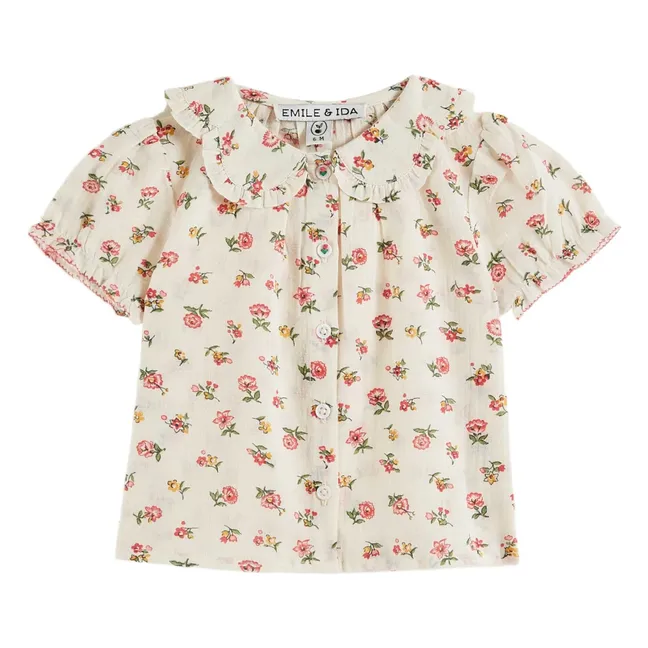 Blusa con cuello de flores | Crudo
