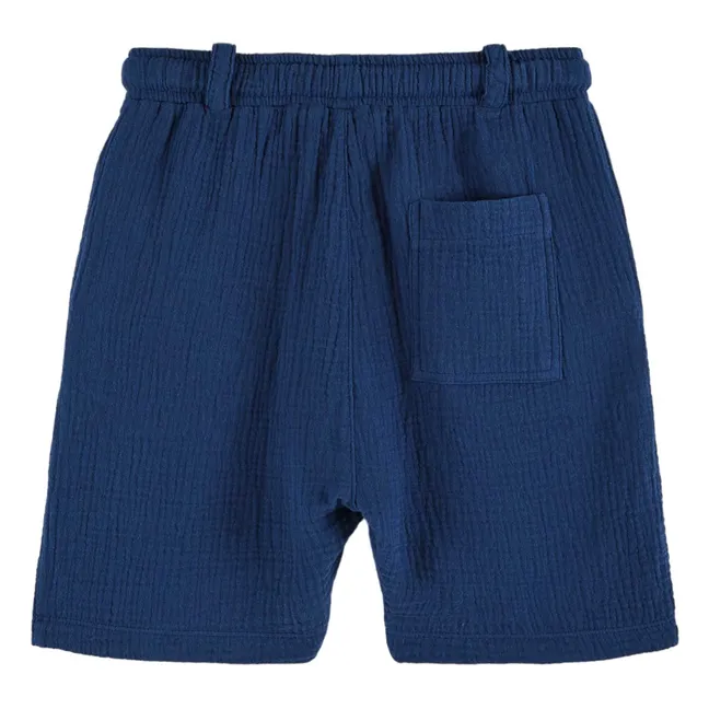Pantalones cortos de gasa de algodón | Azul Marino