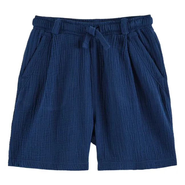 Pantalones cortos de gasa de algodón | Azul Marino