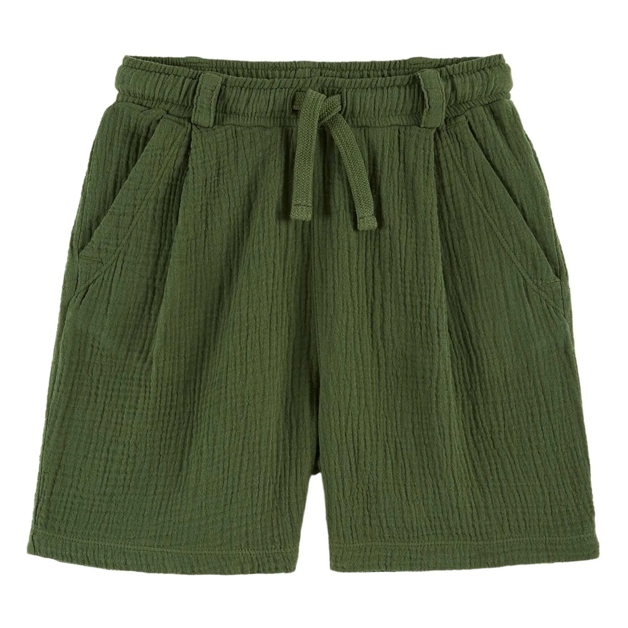 Short Gaze de Coton | Vert kaki- Image produit n°0