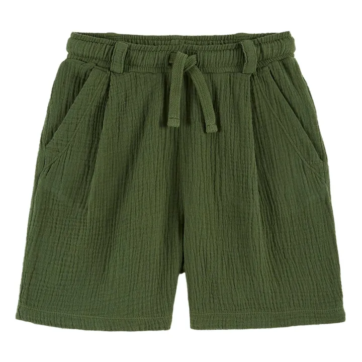 Short Gaze de Coton | Vert kaki- Image produit n°0