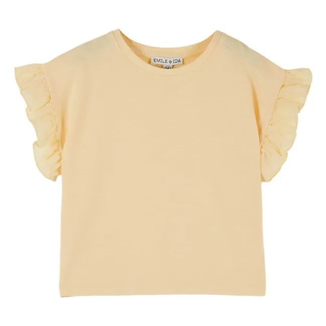 T-Shirt Volant Eponge | Jaune pâle