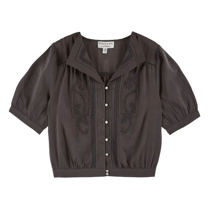 Blouse Brunelle Brodée | Gris anthracite- Image produit n°0