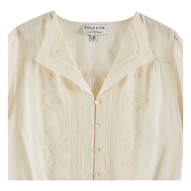 Bestickte Brunelle-Bluse | Seidenfarben
