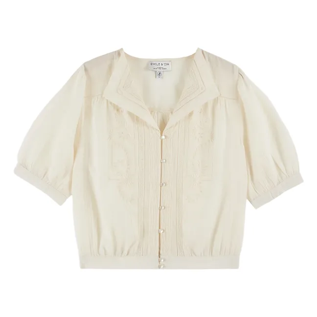 Bestickte Brunelle-Bluse | Seidenfarben