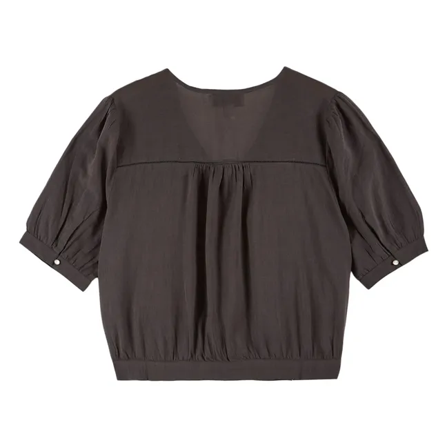 Bestickte Brunelle-Bluse | Anthrazit