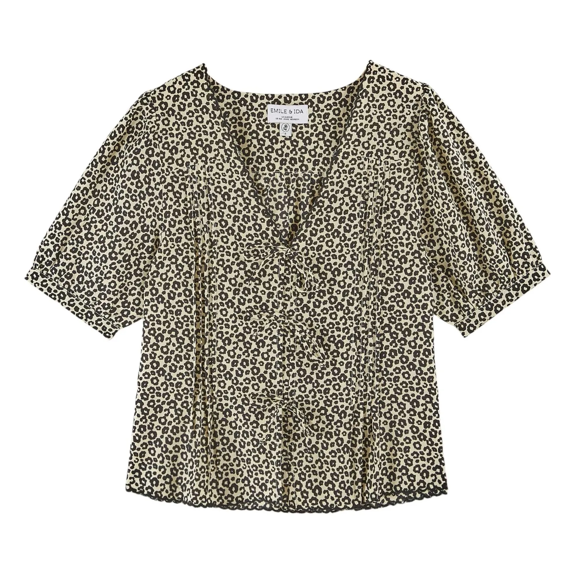 Emile Et Ida Black Blaise Leopard Blouse