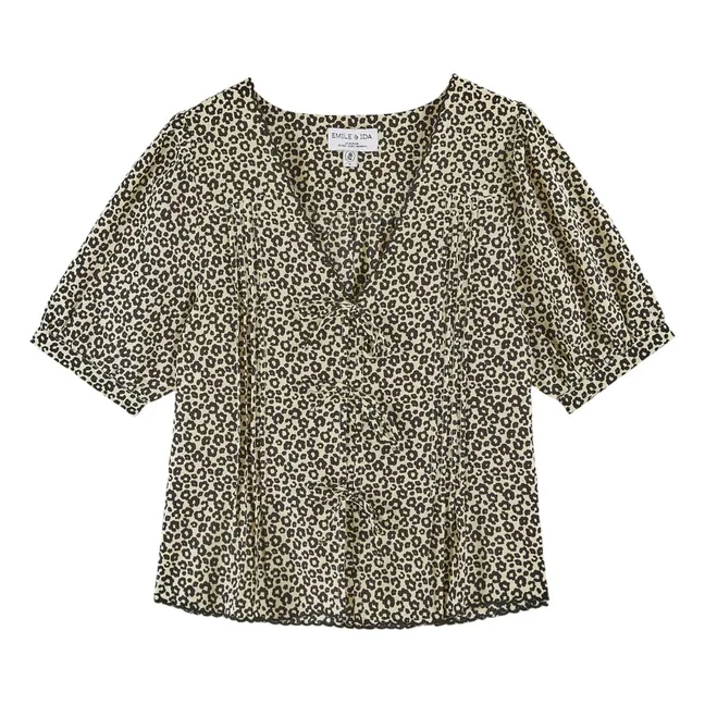 Blaise Leopard Bluse | Schwarz