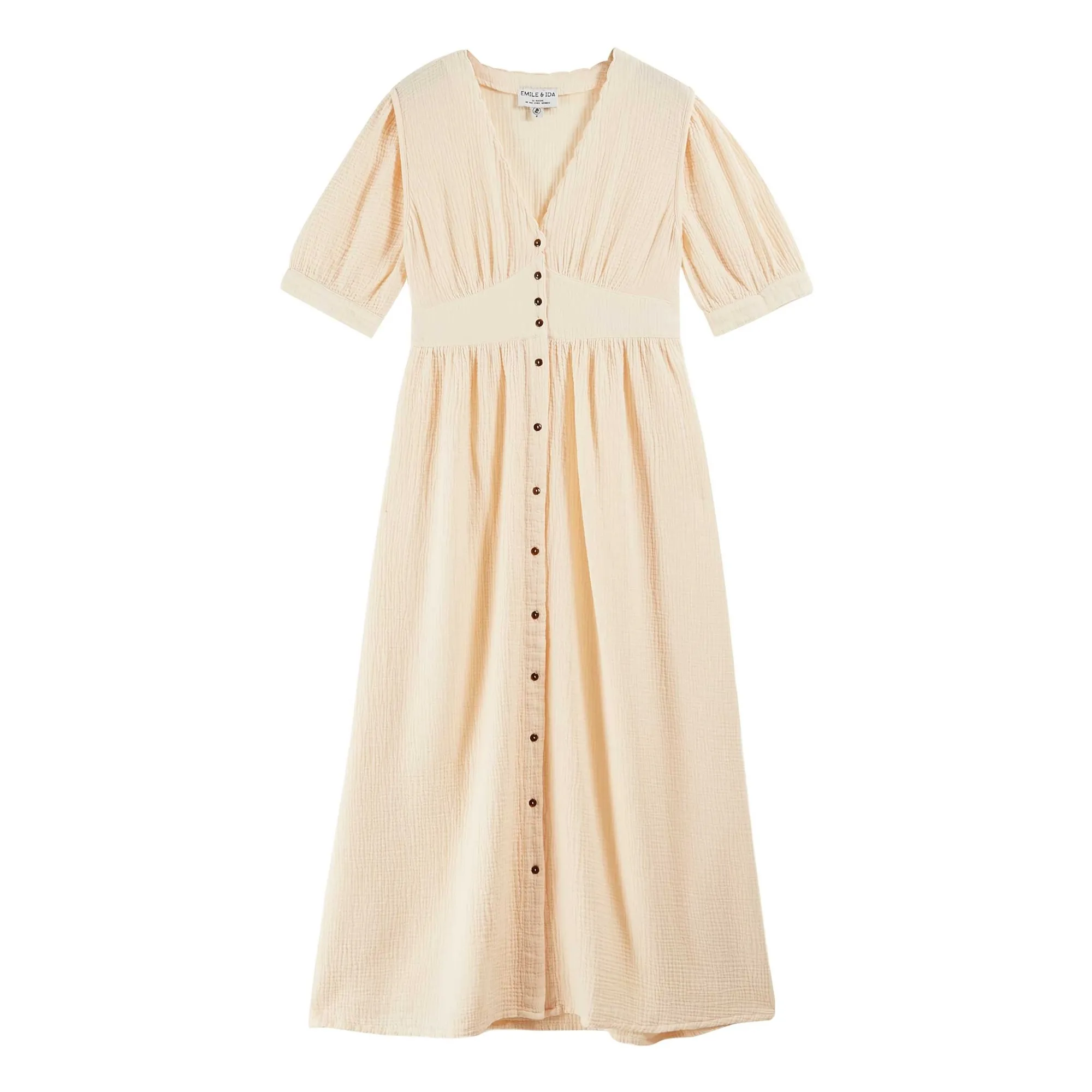 Emile Et Ida Cream Bruna Cotton Gauze Dress