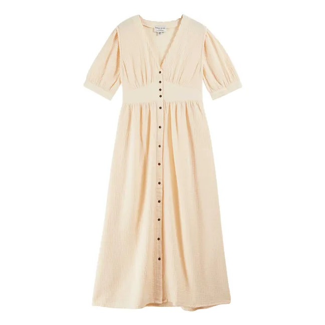 Vestido de gasa de algodón Bruna | Crema