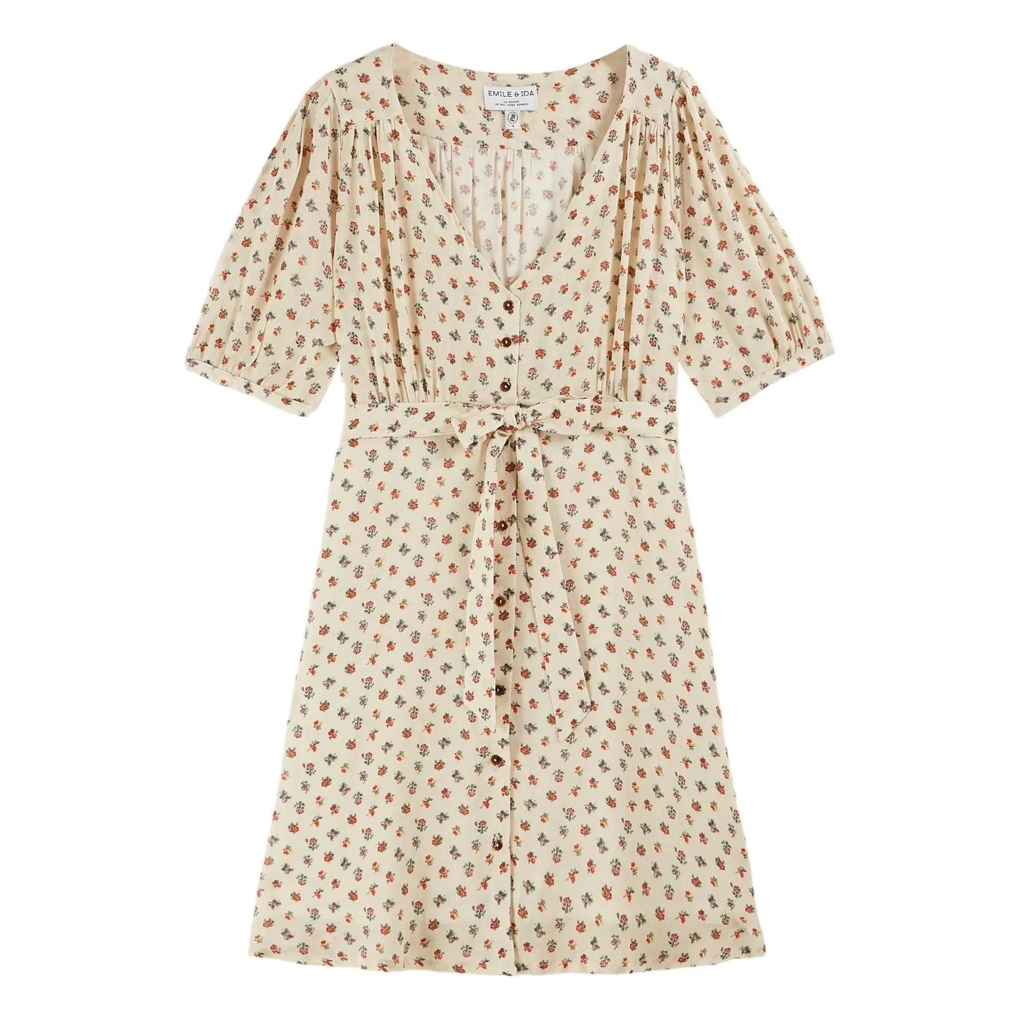 Emile Et Ida Ecru Bimba Freesia Dress