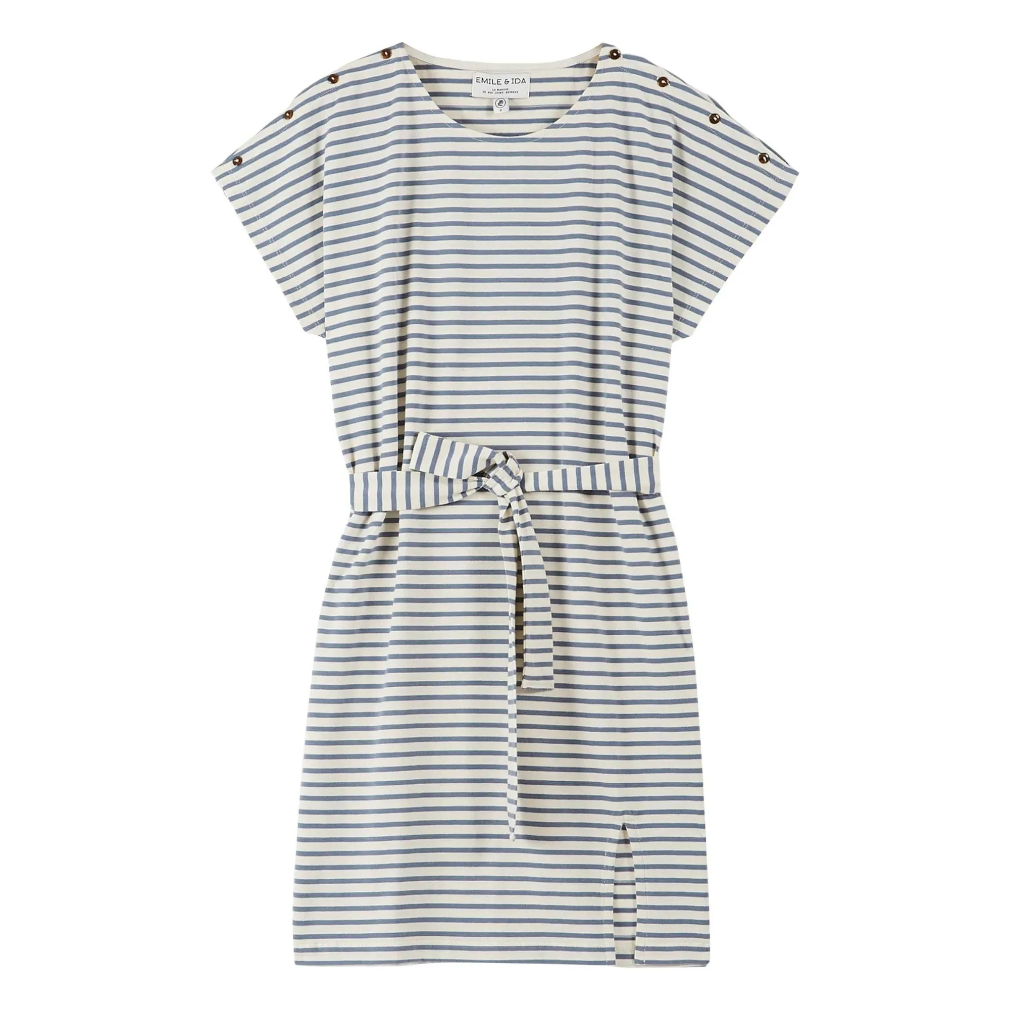 Emile Et Ida Blue Dress Bénédicte Stripes Organic Cotton