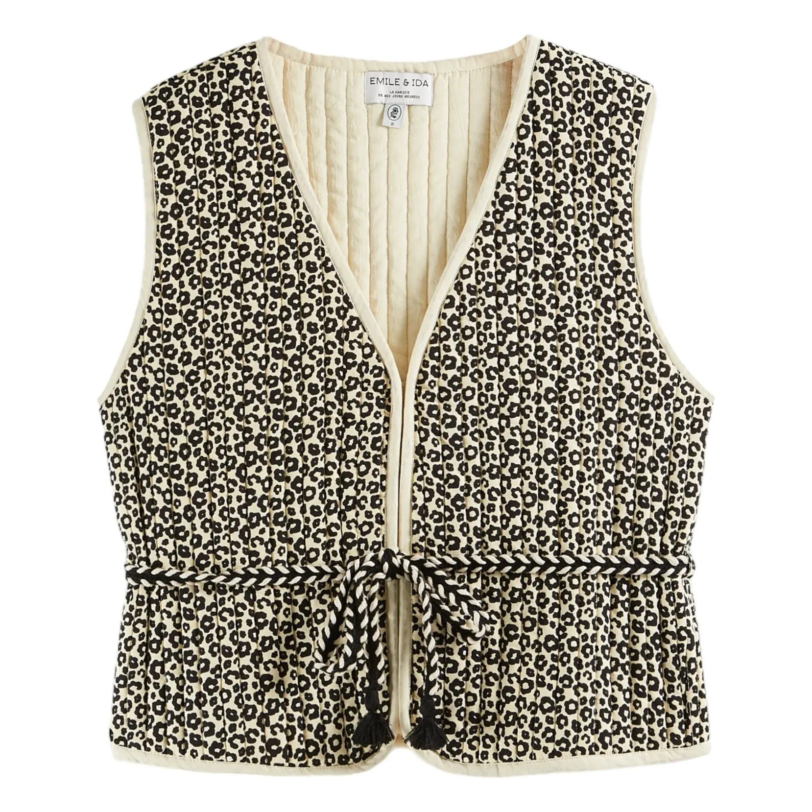 Emile Et Ida Black Bennet Leopard Sleeveless Vest