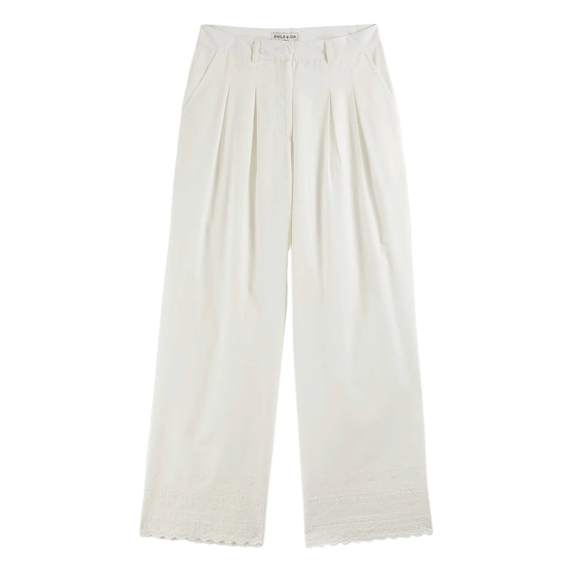 Emile Et Ida White Bohemian Embroidered Pants