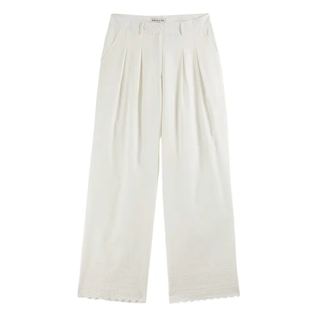 Bohemian Embroidered Pants | White