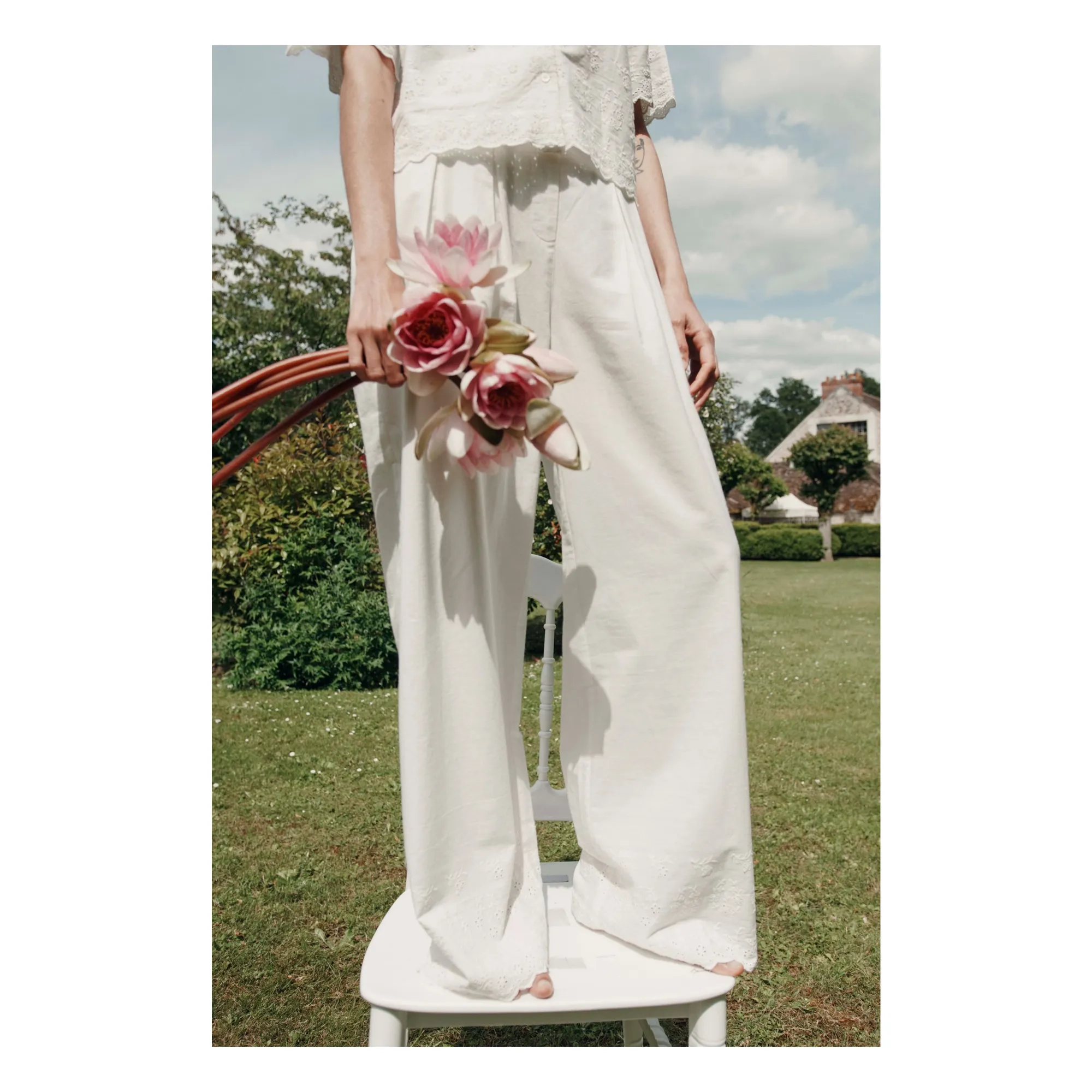 Pantalon Bohème Brodé | Blanc- Image produit n°2