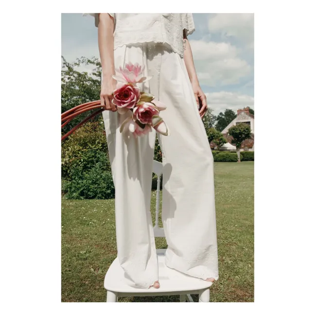 Bohemian Embroidered Pants | White