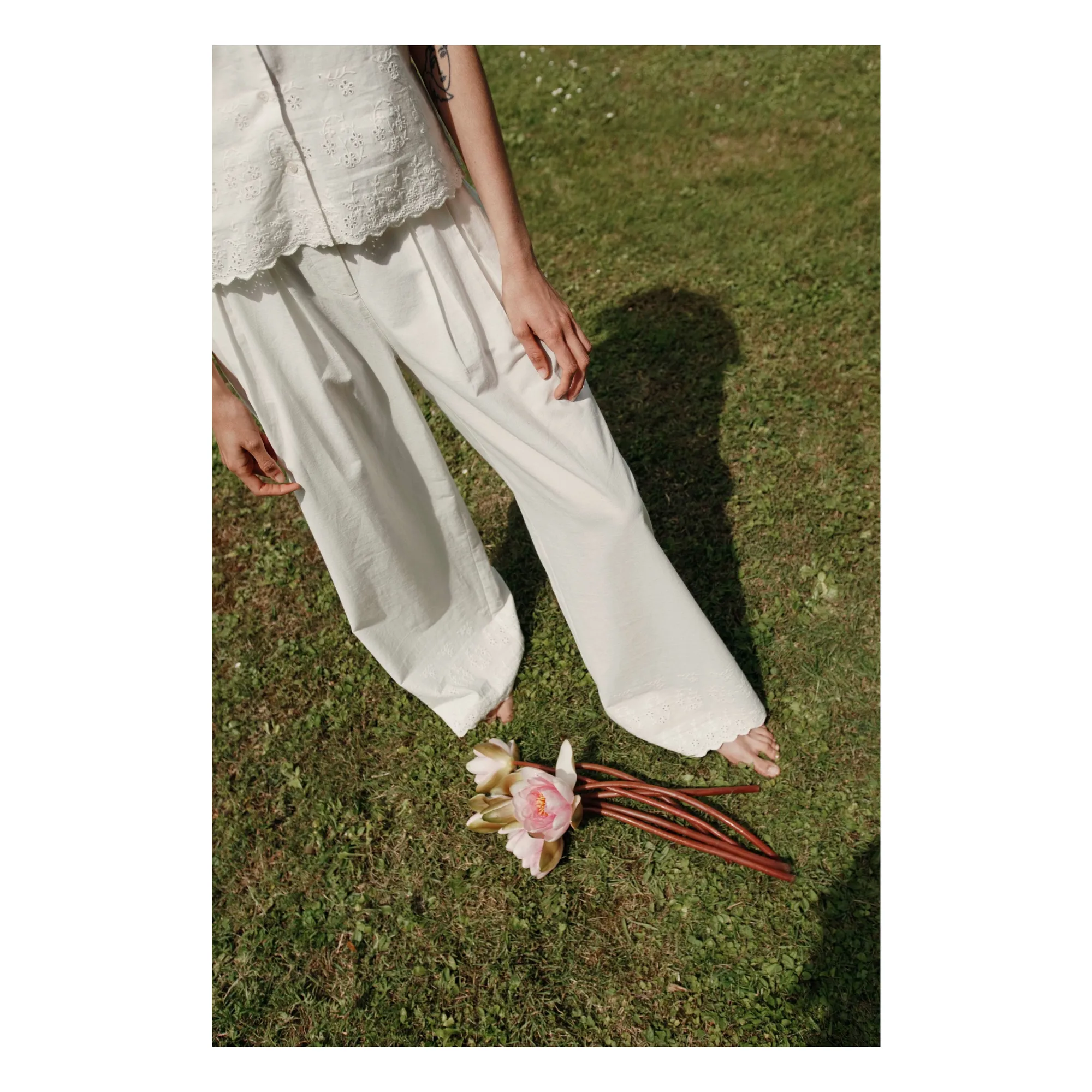 Pantalon Bohème Brodé | Blanc- Image produit n°4