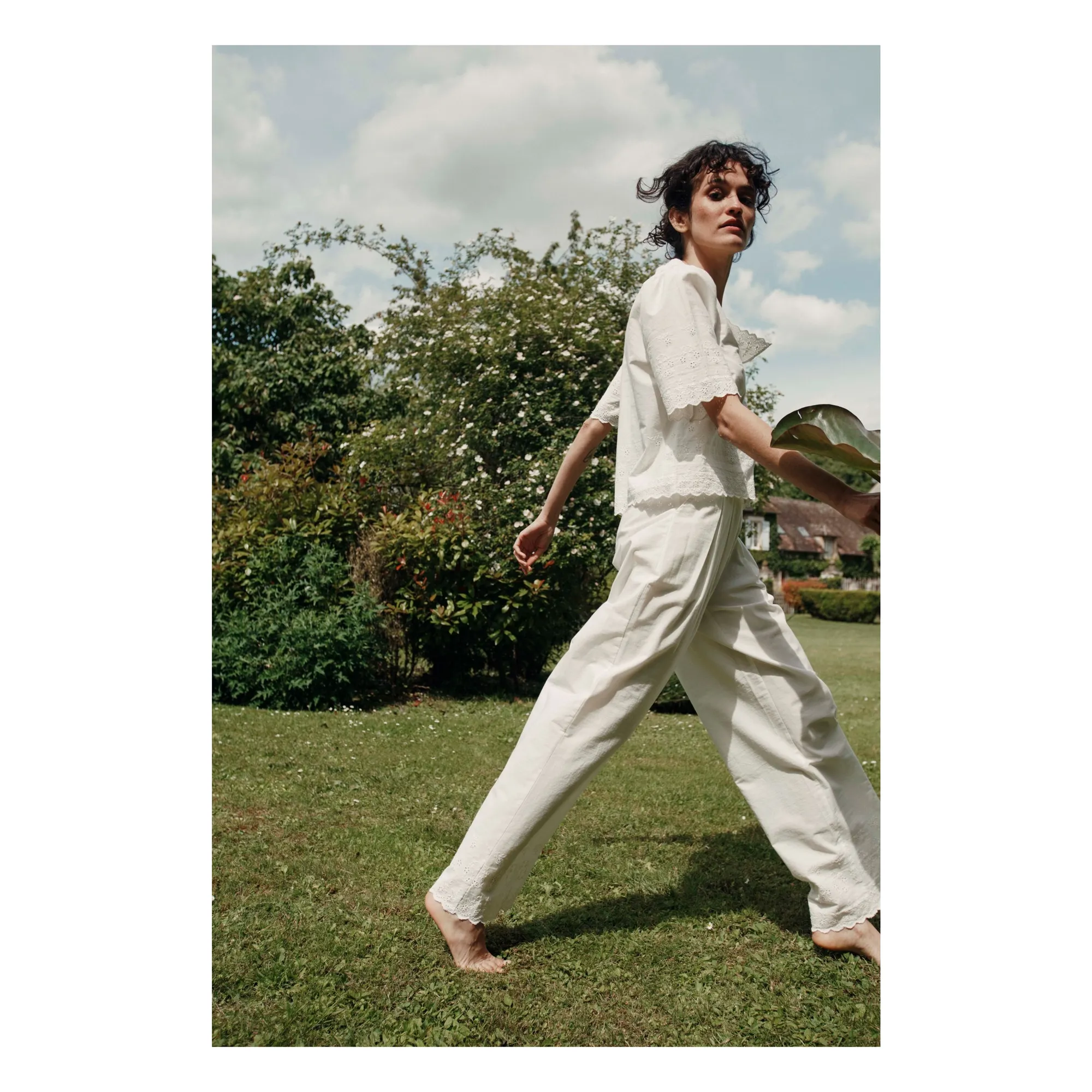 Pantalon Bohème Brodé | Blanc- Image produit n°5