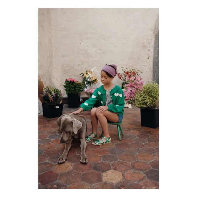 Cardigan Cœur Coton Bio | Vert