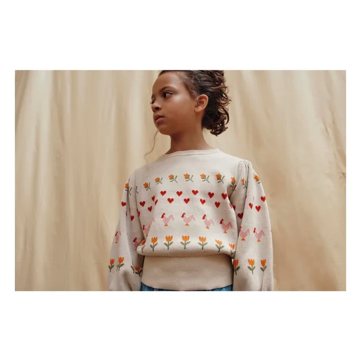 Organic Cotton Flower Sweater | Ecru- Product image n°1