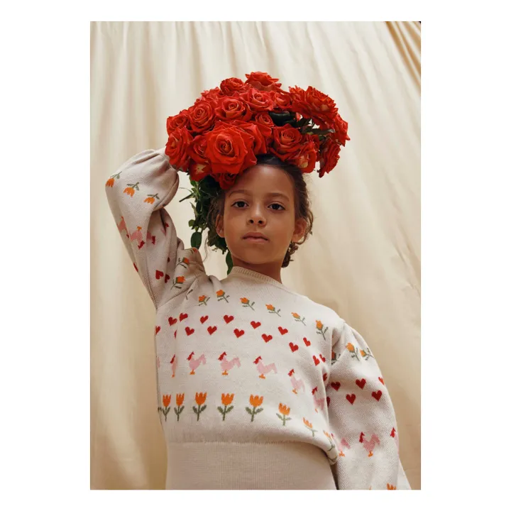 Organic Cotton Flower Sweater | Ecru- Product image n°2