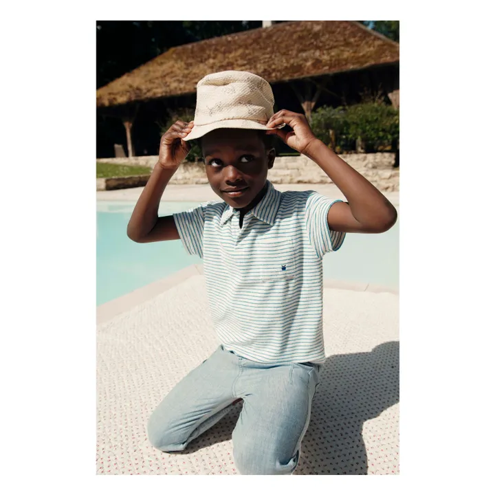 Polo Rayure Eponge | Ecru- Image produit n°1