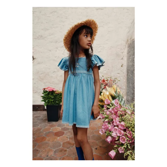 Besticktes Denim-Kleid | Denim