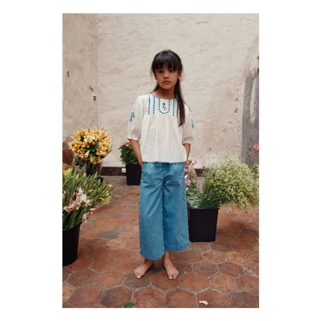 Hand-embroidered blouse | Ecru