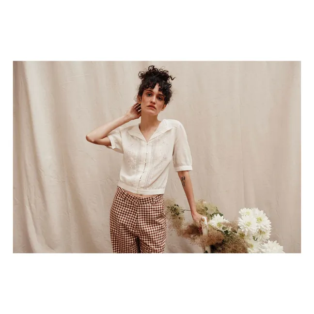 Bestickte Brunelle-Bluse | Seidenfarben