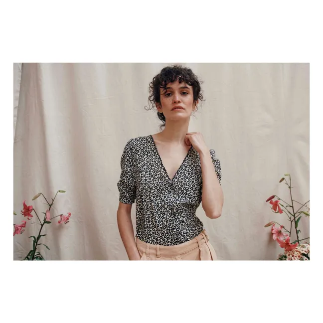 Blaise Leopard Bluse | Schwarz