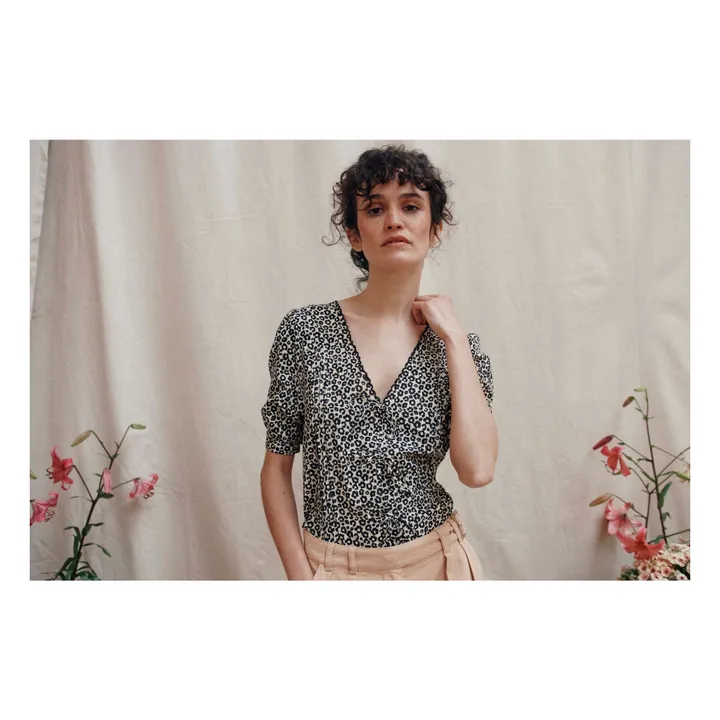 Blaise Leopard Blouse | Black- Product image n°2