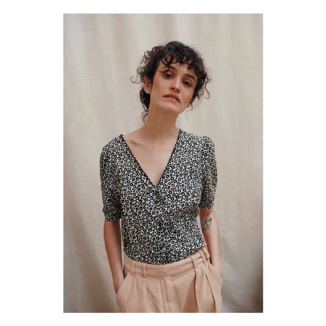 Blaise Leopard Bluse | Schwarz