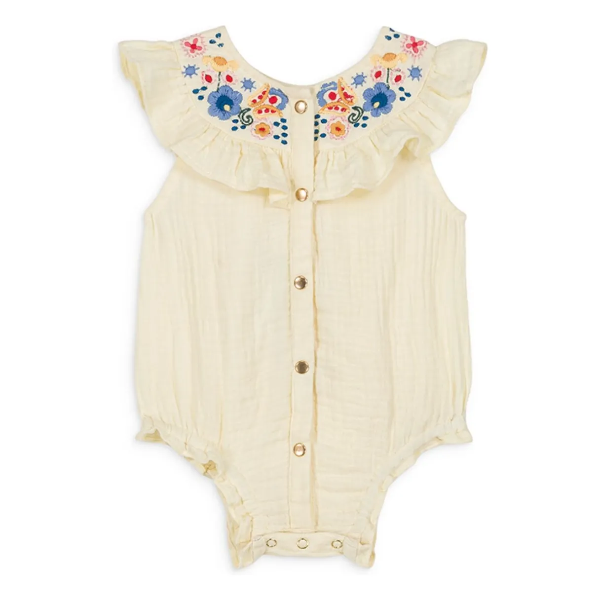 Louise Misha Cream Jade Organic Cotton Gauze Romper