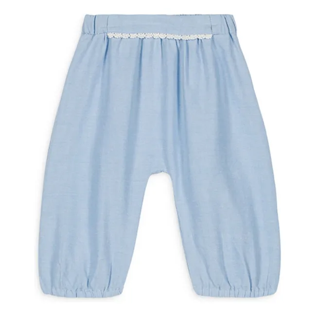 Pantalones Flor de algodón orgánico | Azul Cielo