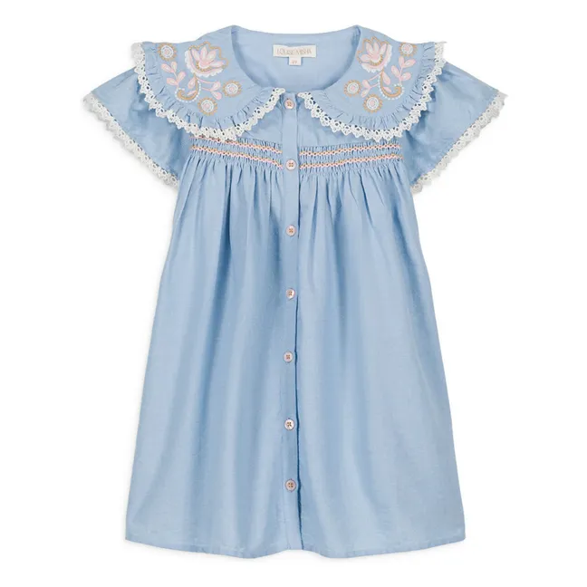 Kleid Nalina Chambray Bio-Baumwolle | Hellblau