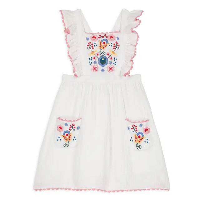 Kleid Huguette Gaze aus Bio-Baumwolle | Weiß
