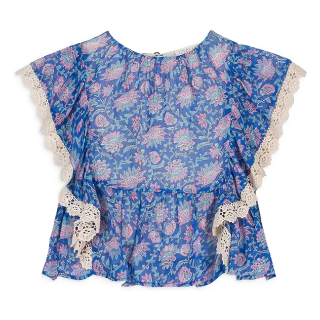Blusa de algodón ecológico Inès | Azul