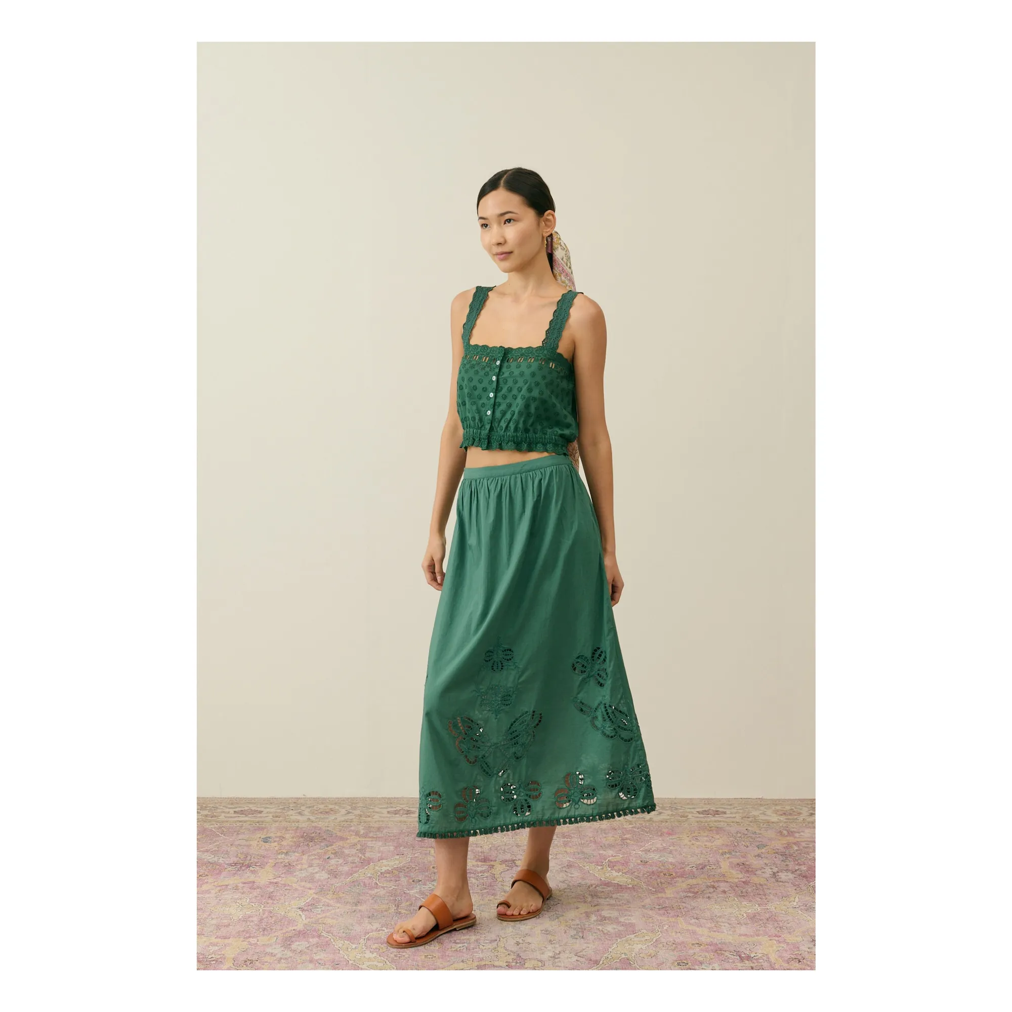 Louise Misha Women's Green Top Kivi Coton Bio - Collection