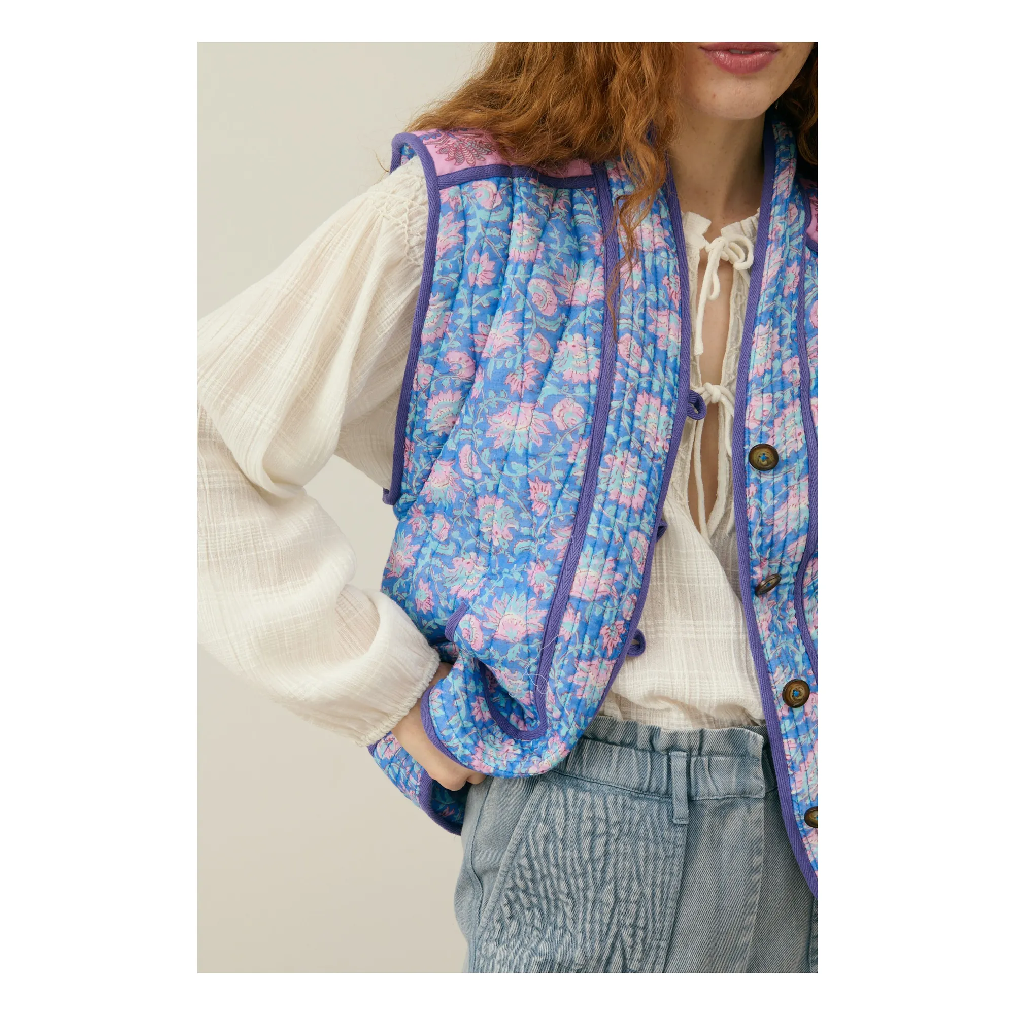 Veste Matelassée Nelina Coton Bio - Collection Femme | Bleu- Image produit n°4