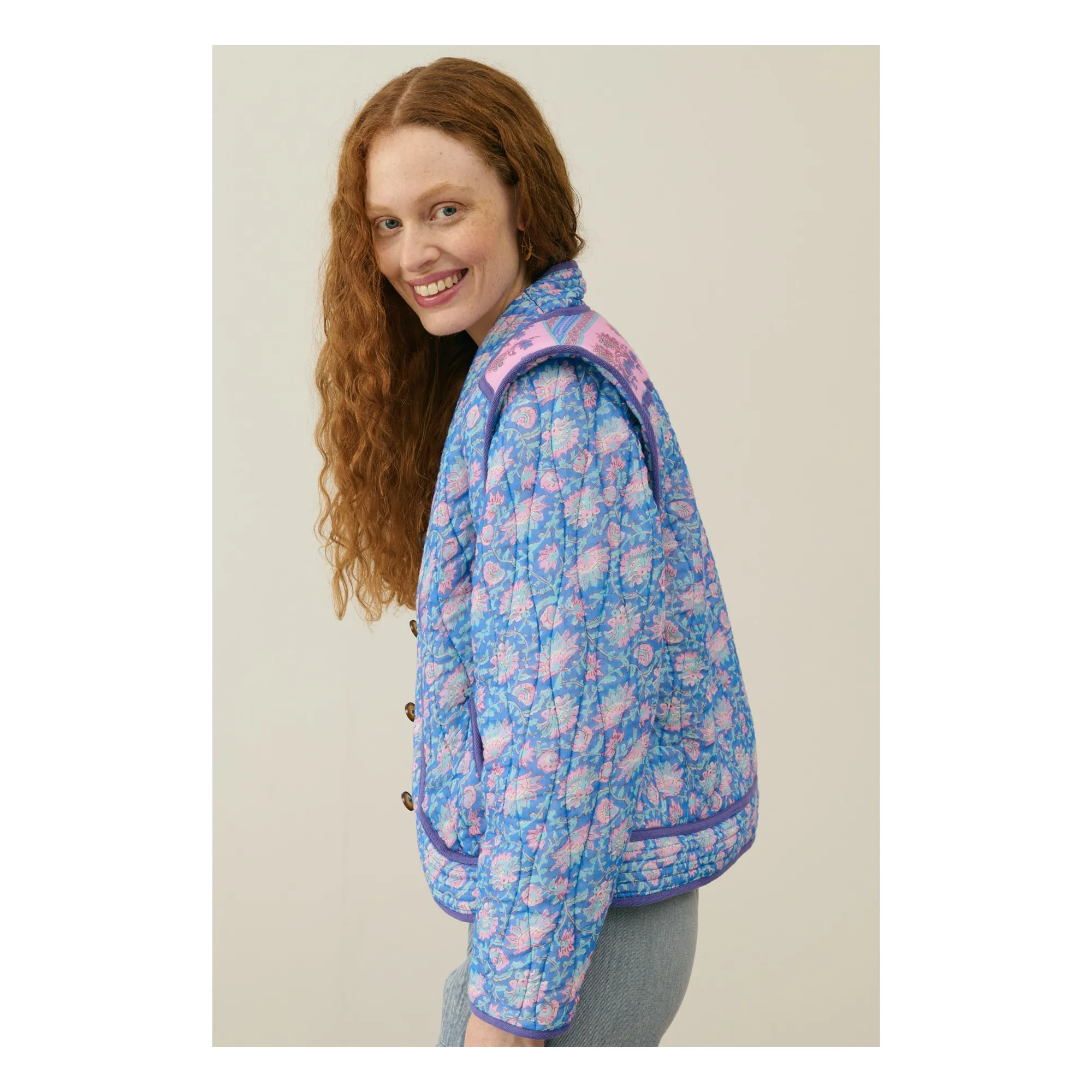 Veste Matelassée Nelina Coton Bio - Collection Femme | Bleu- Image produit n°1