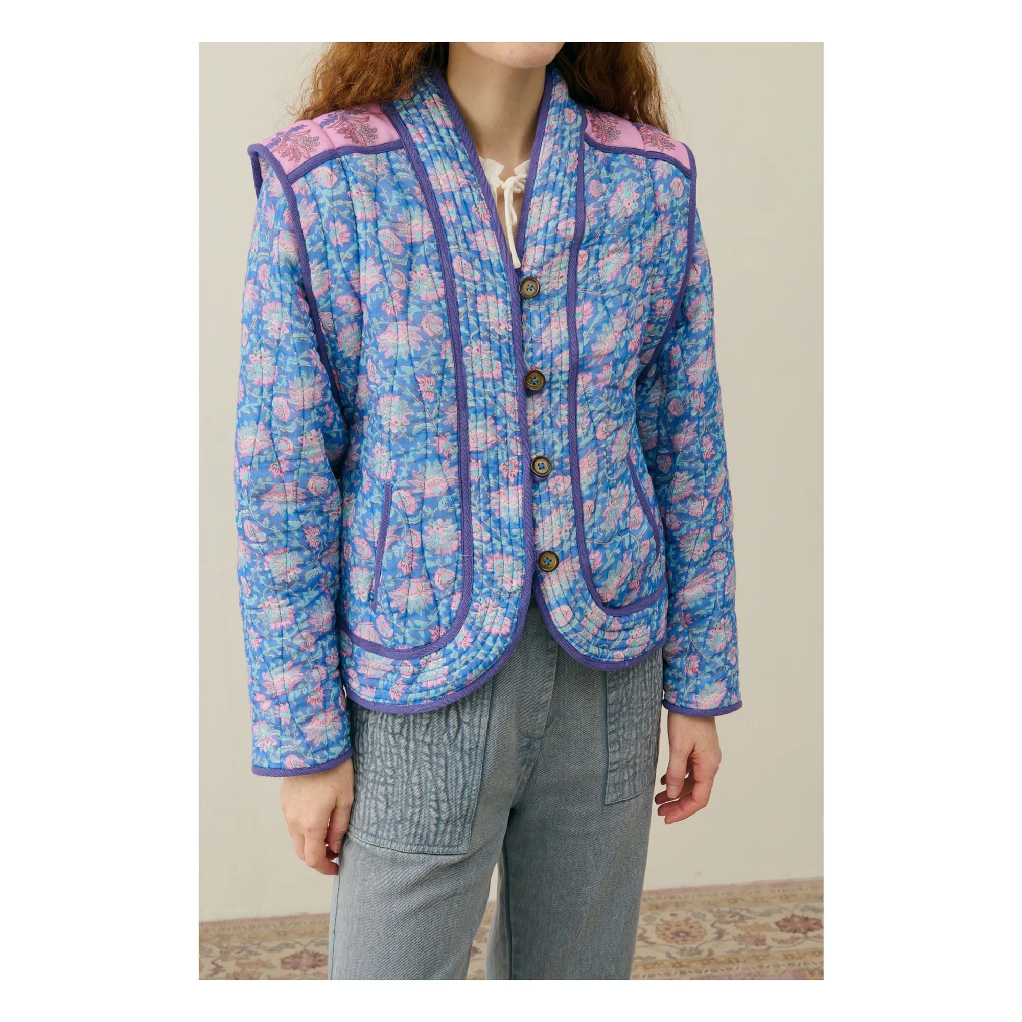 Veste Matelassée Nelina Coton Bio - Collection Femme | Bleu- Image produit n°0